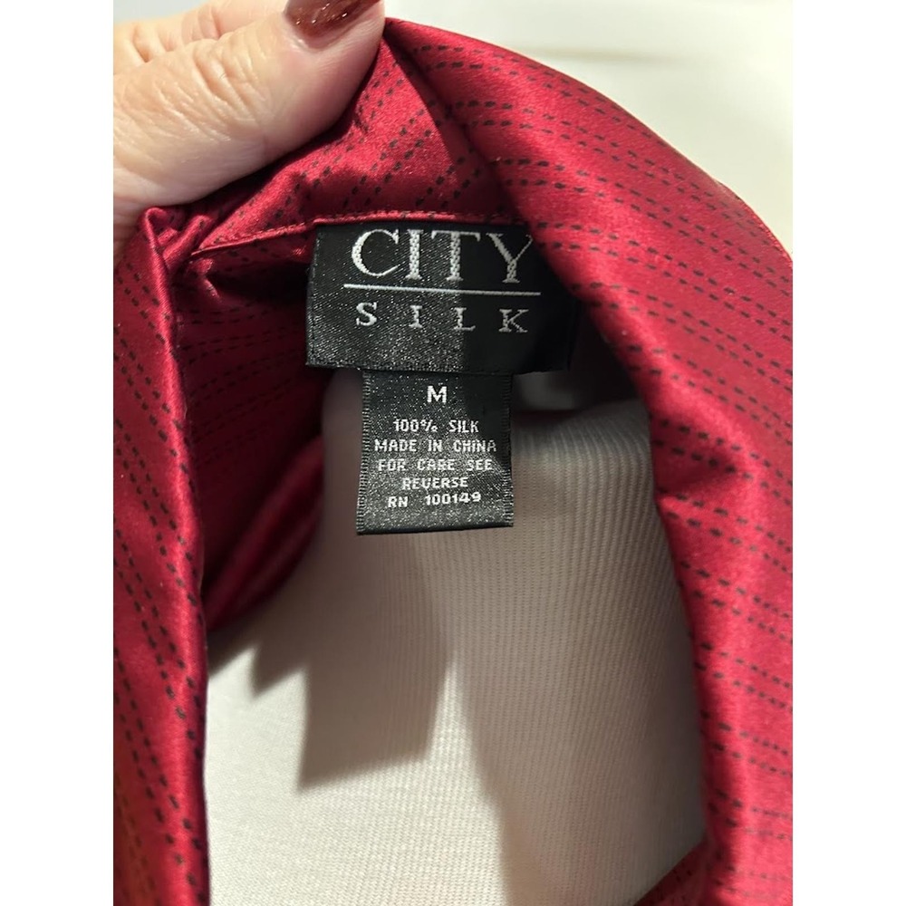 City Silk Red Silk Blouse‎ Evening Party Classic Modern Professional Business - Picture 6 of 6